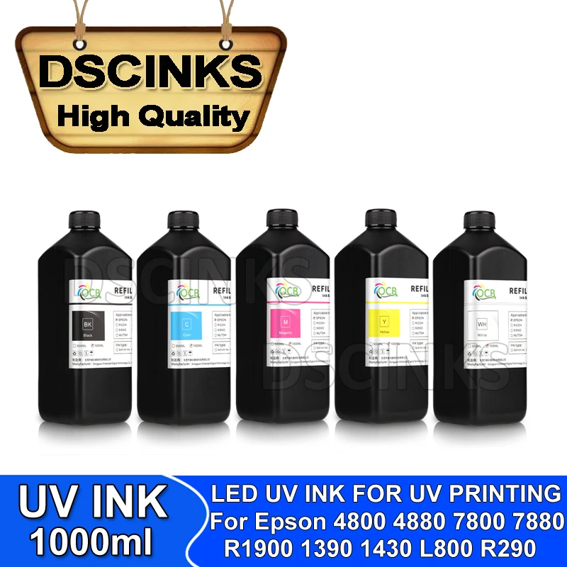 

1000ml LED Soft UV ink For Epson pro 4800 4880 7800 7880 R1900 R2000 R2400 1390 1430 L120 L200 L210 L220 L800 R290 UV printer