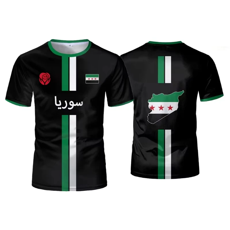 Syria Football New Men's Sports T-shirts Syrian Flag Street Oversized Loose Tees Tops Unisex Casual Street T-shirts Mens Gifts