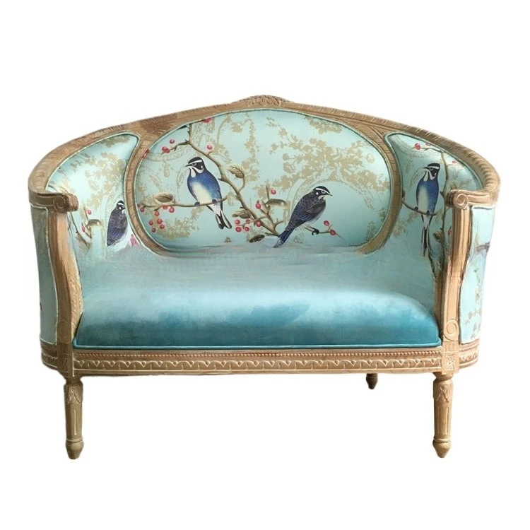 

American solid wood double sofa, living room oak oak cafe, casual double sofa chair