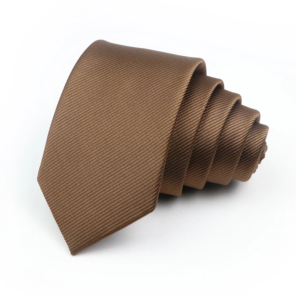 New Gracefully Solid Color Polyester Neckties Brown Ties For Wedding Party Daily Shirt Suit Cravats Accessories Decoration Gifts