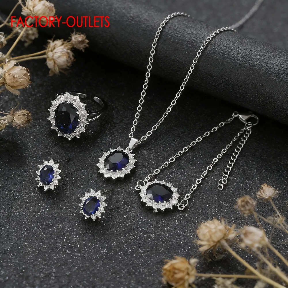 

925 Sterling Silver Jewelry Sets For Women Girls Austrian Crystal Romantic Flower CZ Crystal Necklaces Hoop Earring Anniversary