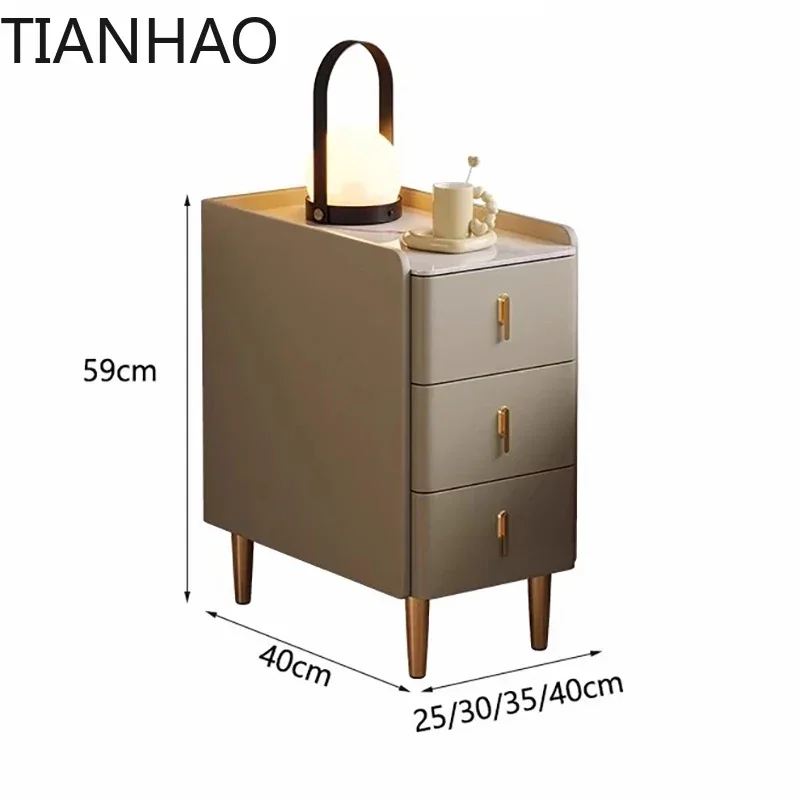 MinimalistModern Bedside Table Storage Premium European Exquisite Night Table Versatile Glamour Nachttisch Bedroom Furnitures