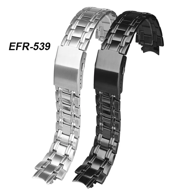 Solid Stainless Steel Strap for Casio EDIFICE EFR-539 5345 Replace Men Metal Butterfly Buckle Bracelet Band Watch Accessories