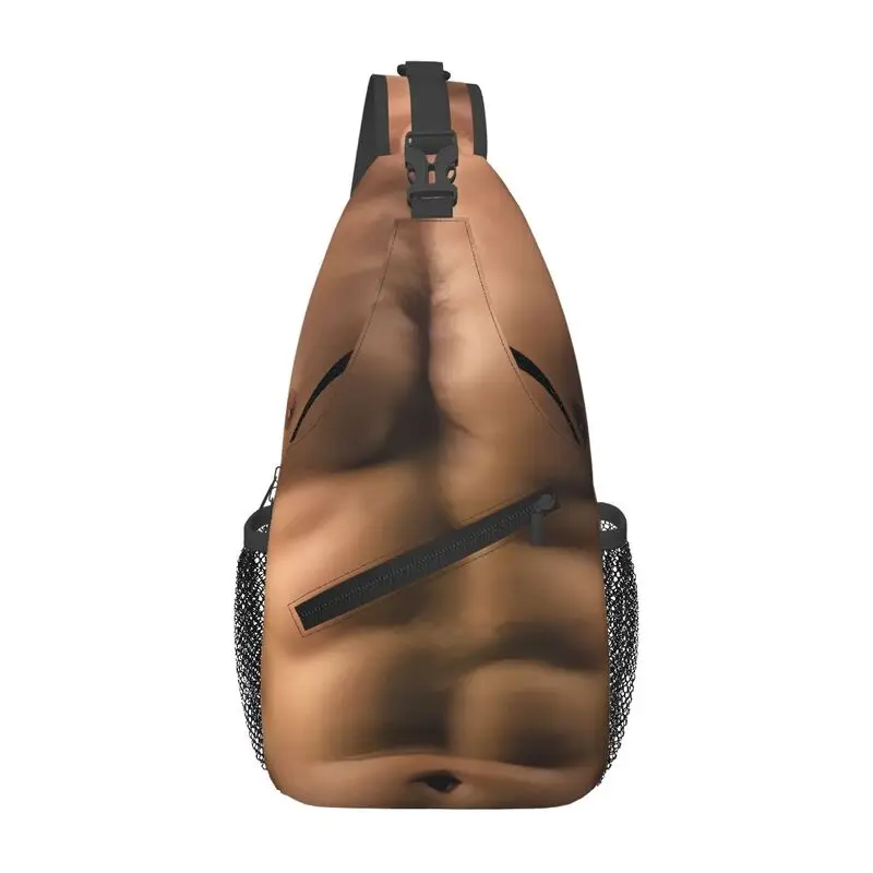 Custom Muscle Man 6 Pack Abs Sling Bag for Traveling Men's Crossbody Chest Backpack Shoulder Daypack