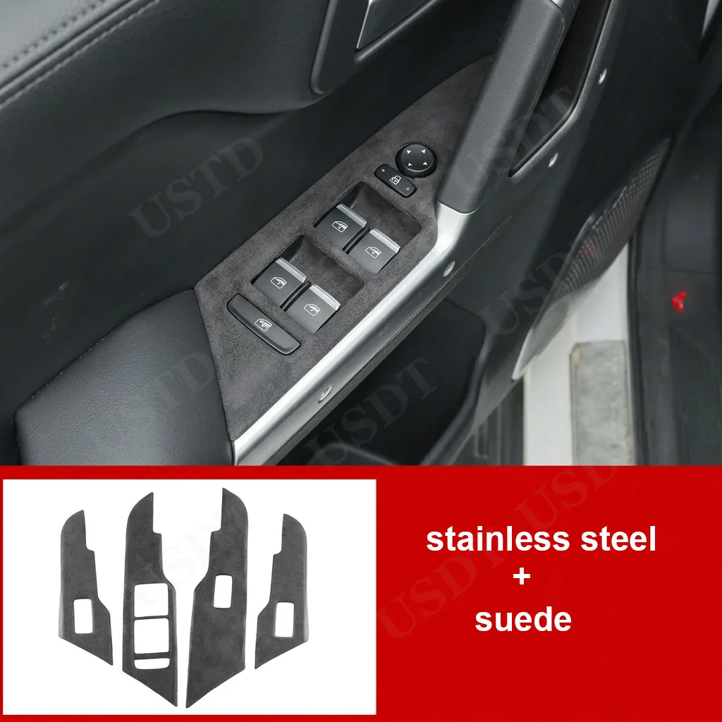 Geschikt voor BAIC 212 T01 2026 2027: zwarte stuurwielbekleding van suède, beschermkap voor de pookknop en beschermsticker voor de deurklink.