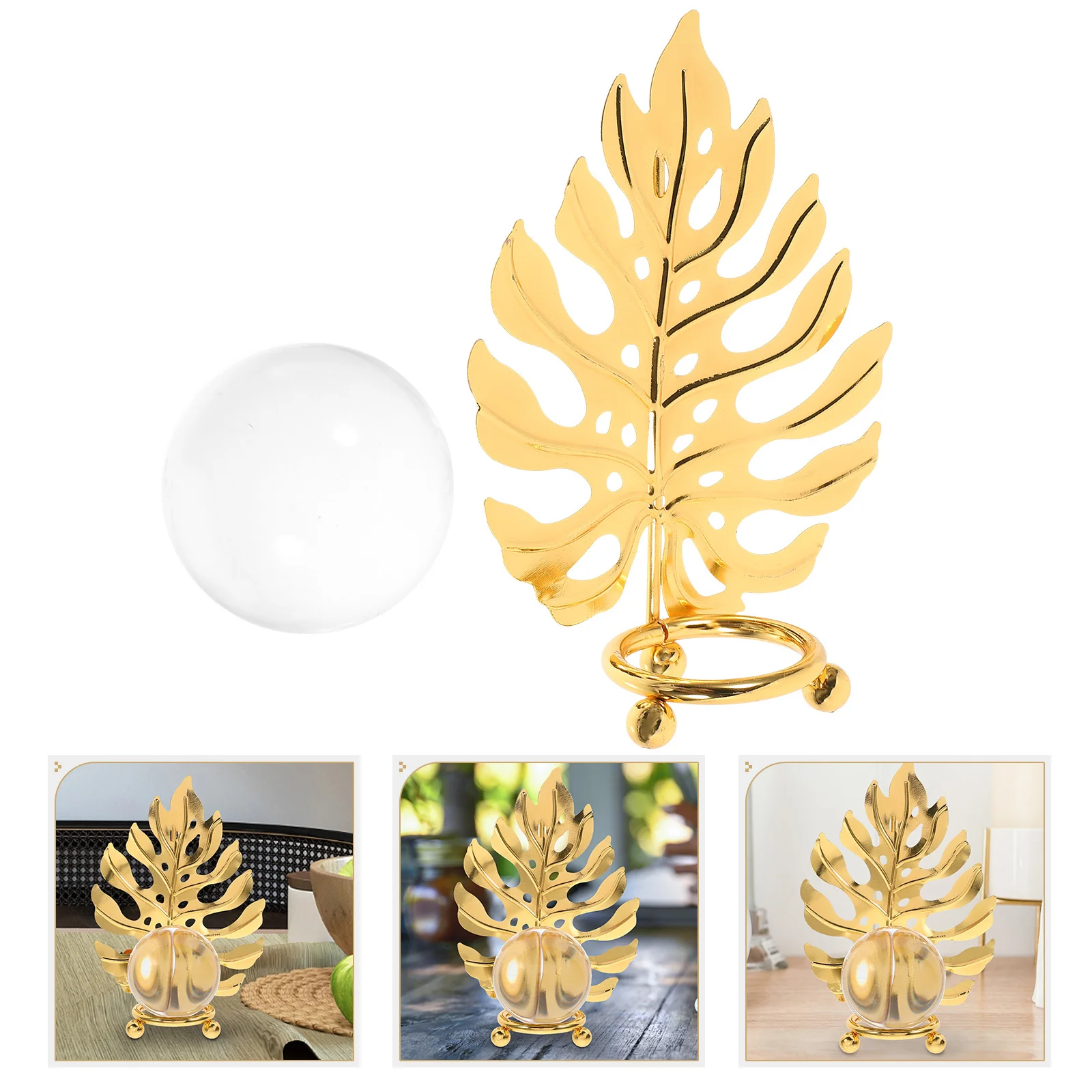 

1Set Crystal Ball Adornment with Unique Iron Stand Desktop Tabletop Ornament Home Office Decoration Christmas Birthday Gift