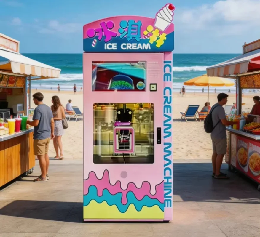 Anti Blocking Ice Cream Vending Machine Smooth Discharge Stable Operation Unmanned Automatic Selling Business Equipment