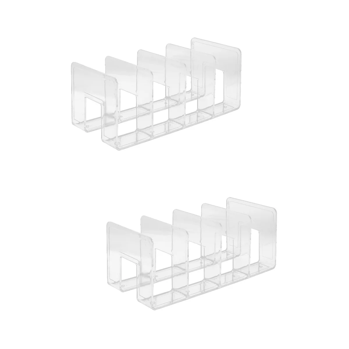 2 PCS 4 Bookends Transparent Storage Rack File Folder Holder Document Books Desktop Students Organizer Plastic Magazine