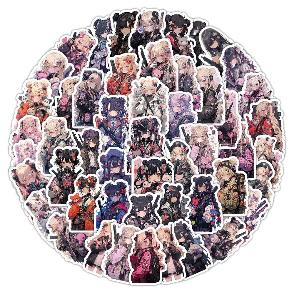 60 stuks foto's van schattige tweedimensionale mooie meisjes decoratieve laptop kofferstickers