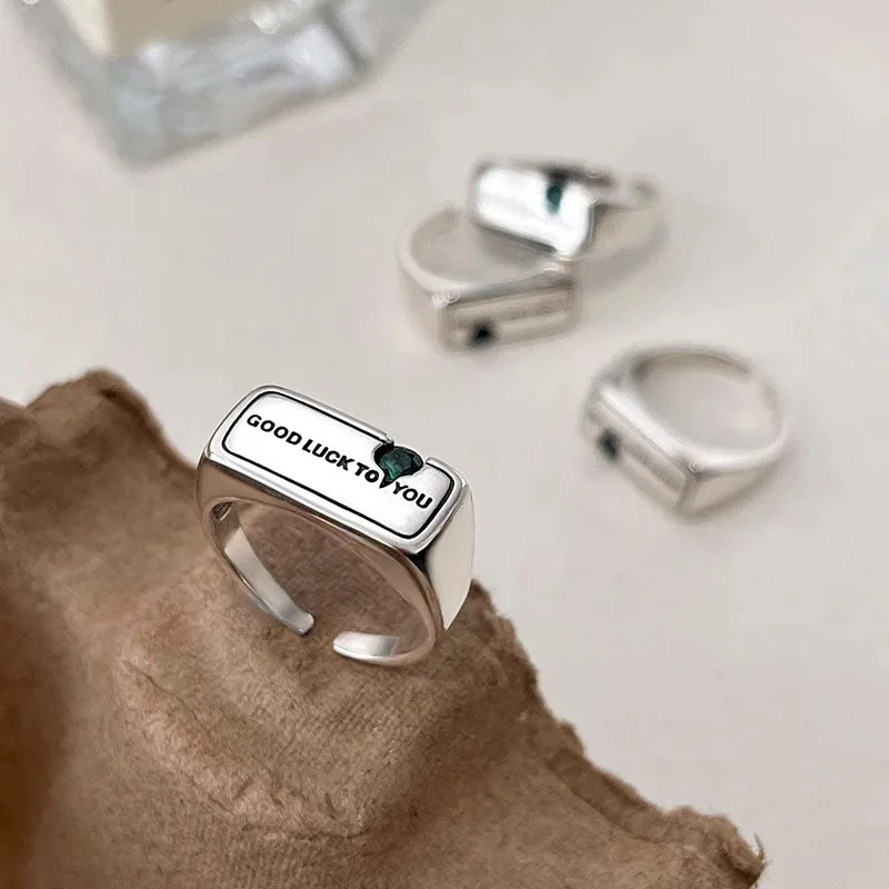 New Arrival 925 Sterling Silver Letter Ring for Women Girl Gift Geometry Lucky Zircon Lovers Versatile Jewelry Dropshipping