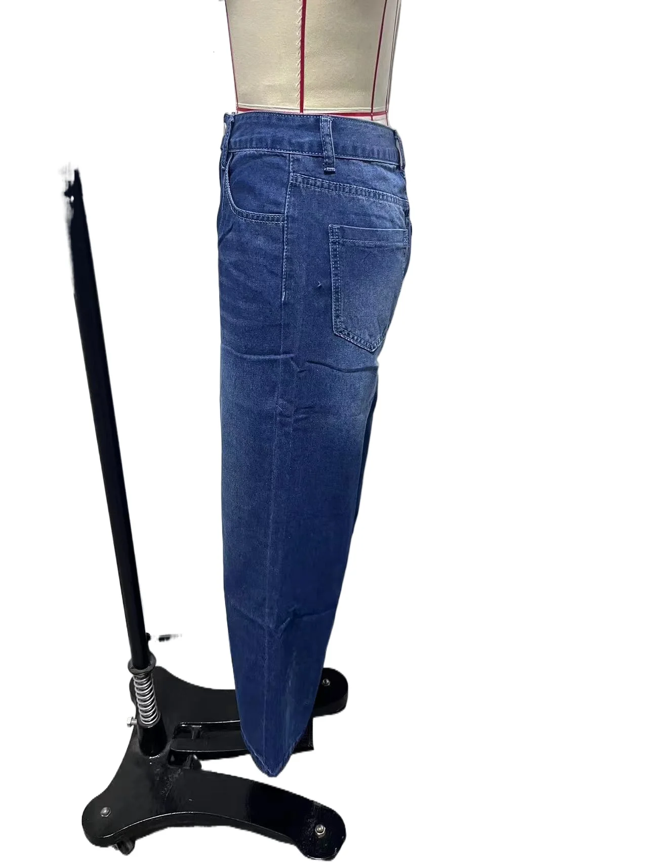 Slim cintura alta perna reta azul gradiente jeans calças femininas confortável rua casual uso diário versátil baggy perna larga jeans