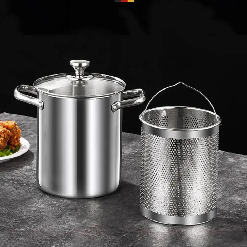 

Durable Mesh Fry Basket Large Oil Fryer Pot 5.5L French Fry Fried Chicken Asparagus Noodle Cooking Kitchen Pot