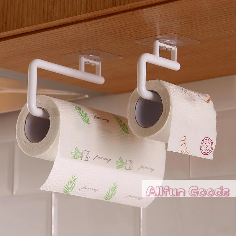 [TG835]Punch Free Kitchen Paper Roll Holder Towel Hanger Rack Bar Cabinet Rag Hanging Bathroom Organizer Tools