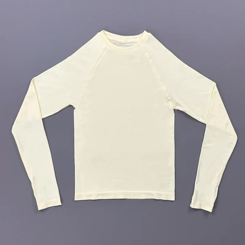 Damen Langarm Yoga-Oberteil mit Rundhalsausschnitt, Raglanärmeln und Daumenlöchern, Slim Fit Cropped Workout-Shirt, Nahtlos Atmungsaktives Sport-Lauf-Gym-Top – Detail 8