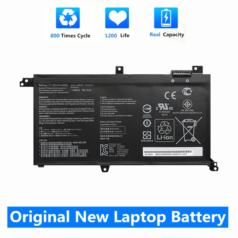 

CSMHY Original New 42Wh B31N1732 Laptop Battery For ASUS VivoBook X430UA X430UF X430UN X430FA X430FN S430f X571G X571LH X571GT