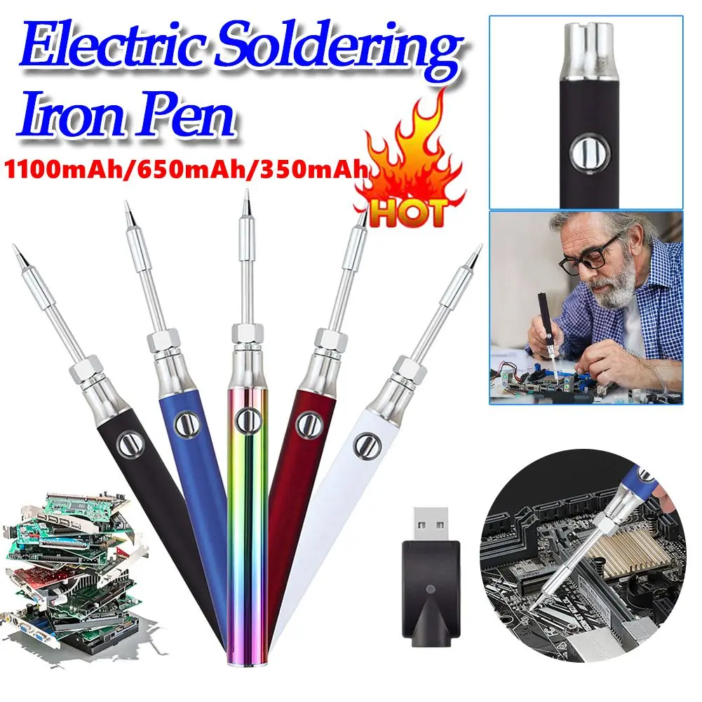 

510 Thread Portable Electric Soldering Iron Pen with USB Charger 350/650/1100mAh Pen Solder Iron Electronic Welding Repair Tools