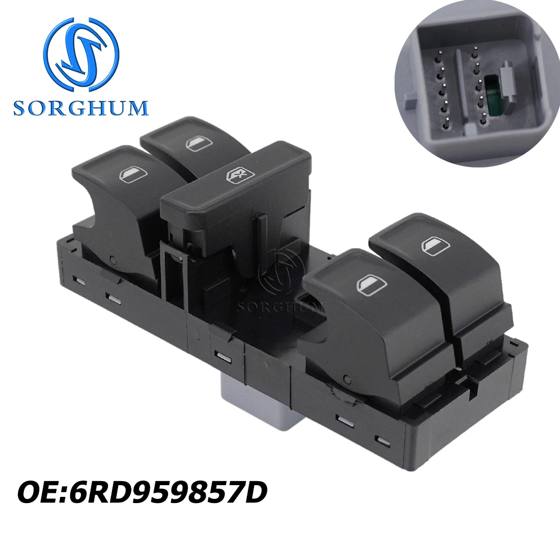 SORGHUM-botón de Control de Elevalunas eléctrico para coche, accesorio automático para VW Polo 2011 2012 2013 6RD959857D, alta calidad