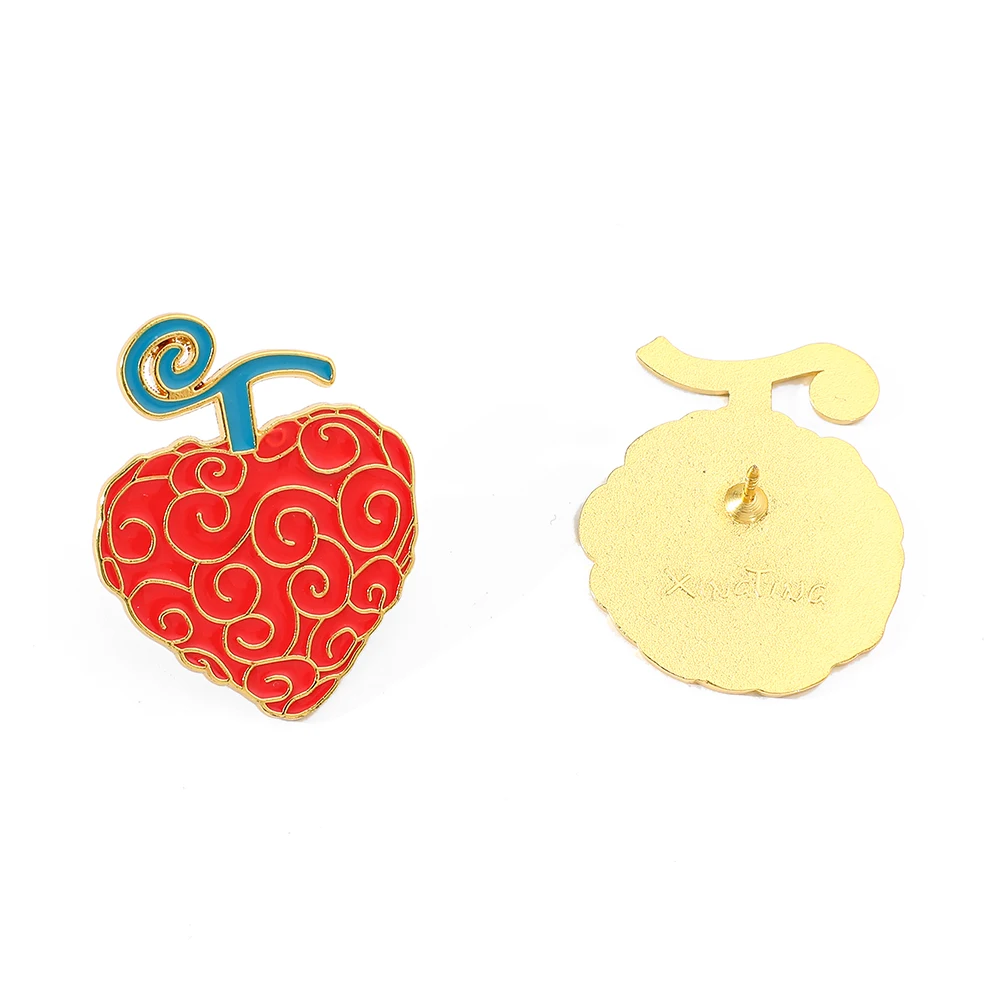 2 Pcs Anime Gum Gum Fruit Brooch Set Creative Operation Enamel Lapel Badge Backpack Shirt Clothing Pins Jewelry Accessories