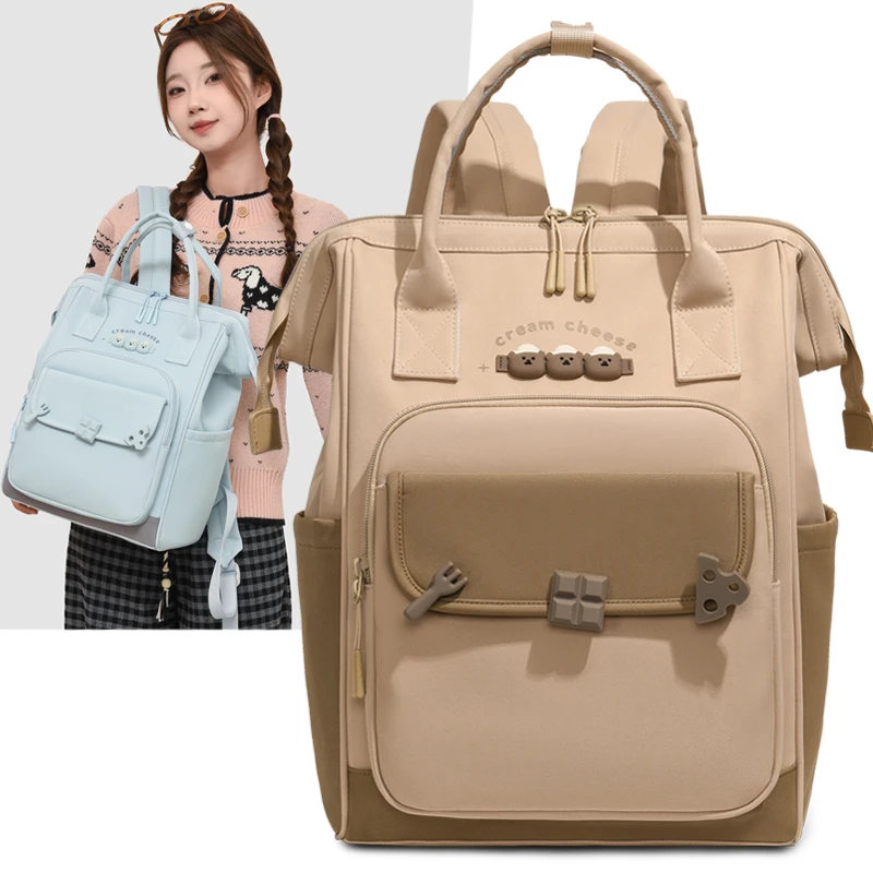 حقيبة ظهر نسائية أنيقة وبسيطة للسفر ذات سعة كبيرة من قماش أكسفورد حقيبة الأم المتينة خفيفة الوزن حقيبة ظهر نسائية كاجوال #1