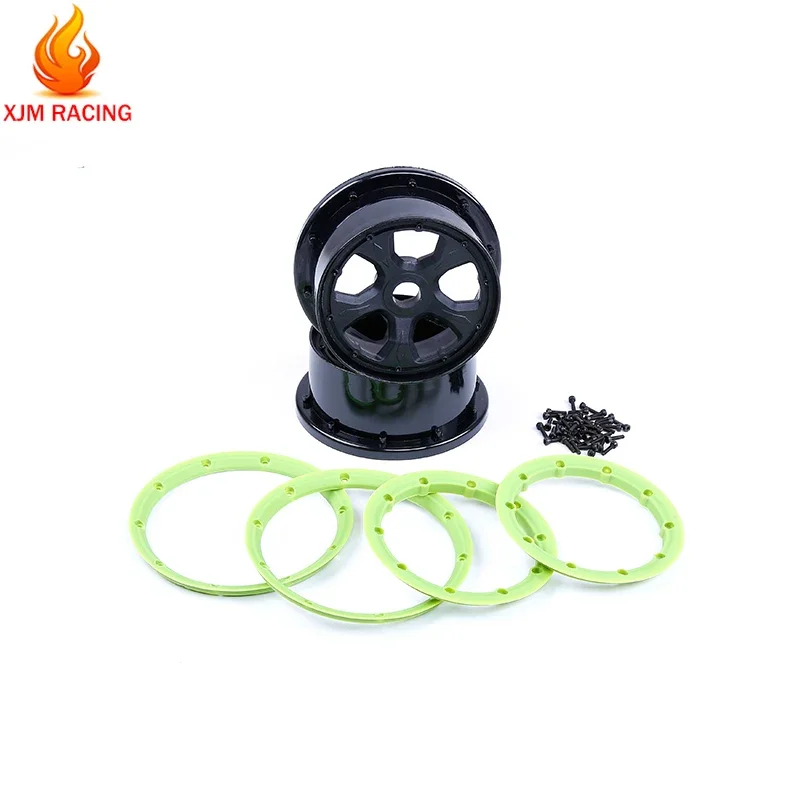 Plastic Wheel Hub & Beadlocks Rim Set for 1/5 Losi 5ive-t Rofun Rovan Km X2 LT SLT Baja 4wb Rc Car Racing Toys Parts