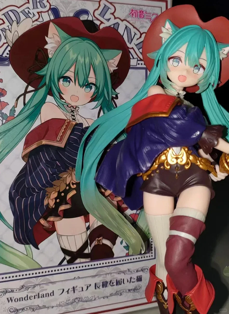 Hatsune Miku Desktop Niedliche Actionfigur Tale Wonderland Miku Der gestiefelte Kater Anime Figur Kawaii Mädchen Modell Spielzeug Entzückendes Dekor – Detail 3