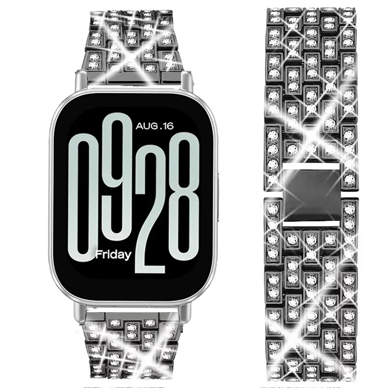 22 MMFor Redmi Watch 5 Active Bracelet Metal Correa Stainless Steel With Diamond Watchband For Redmi Watch 5 Lite Women Strap