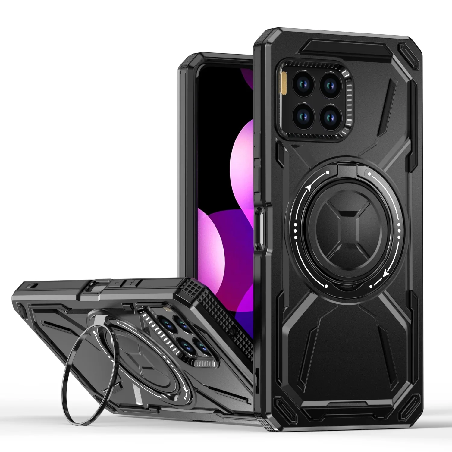 For T-Mobile REVVL 7 Dual layer Shock-absorbing Case, Cover Rugged  & Ring Kickstand Fit T-Mobile REVVL 7 Pro