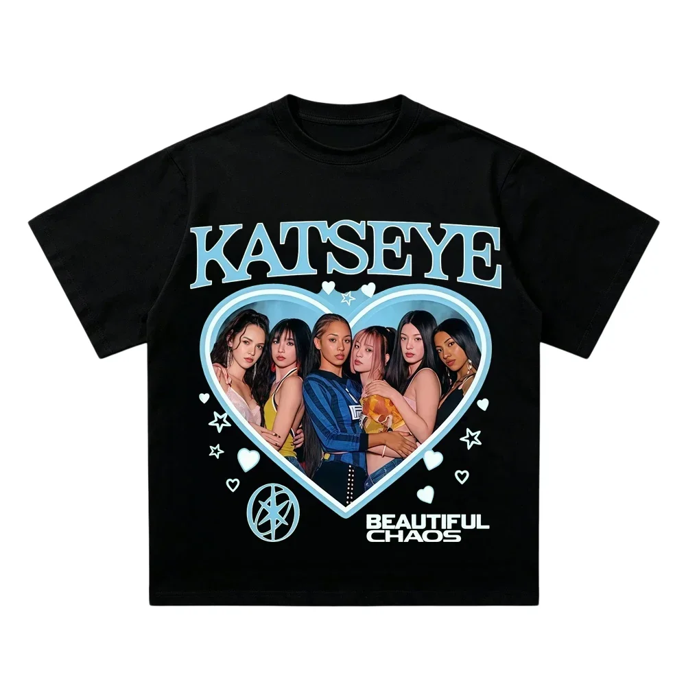 Katseye T-shirt Korean Girls Band Printing Clothes Camiseta Cotton Short Sleeve T Shirt Summer Casual Women Men Tees Y2k Ins