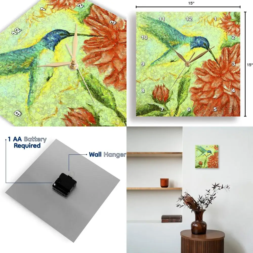 

15 x 15 Bird & Nectar Decorative Wall Clock