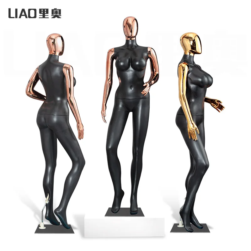 Matte black gold mannequin body plus size big breasts female manekin model Costume display props stand