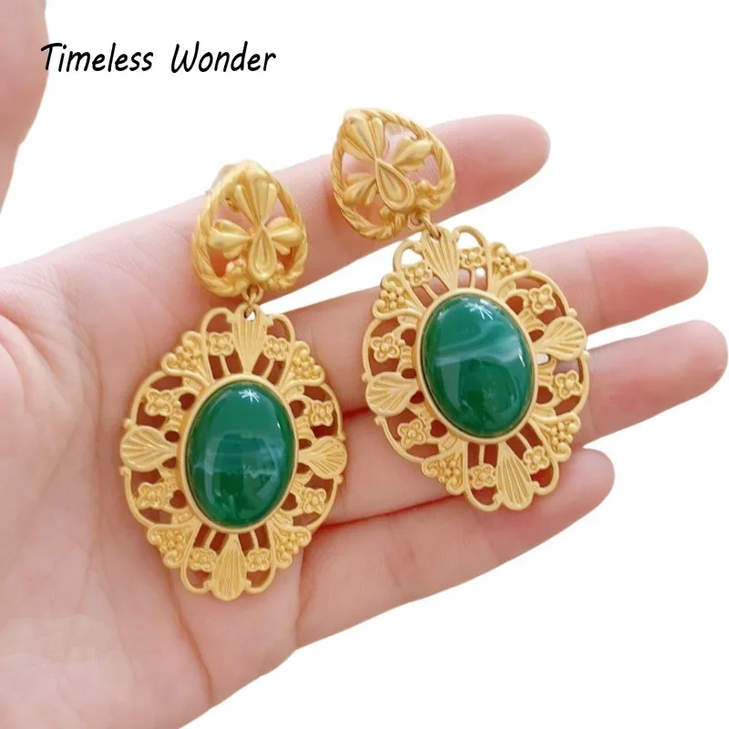 

Timeless Wonder Retro Geo Glass Stud Earrings for Women Designer Jewelry Runway Gift Brincos Medieval Chinese Style Top 3644