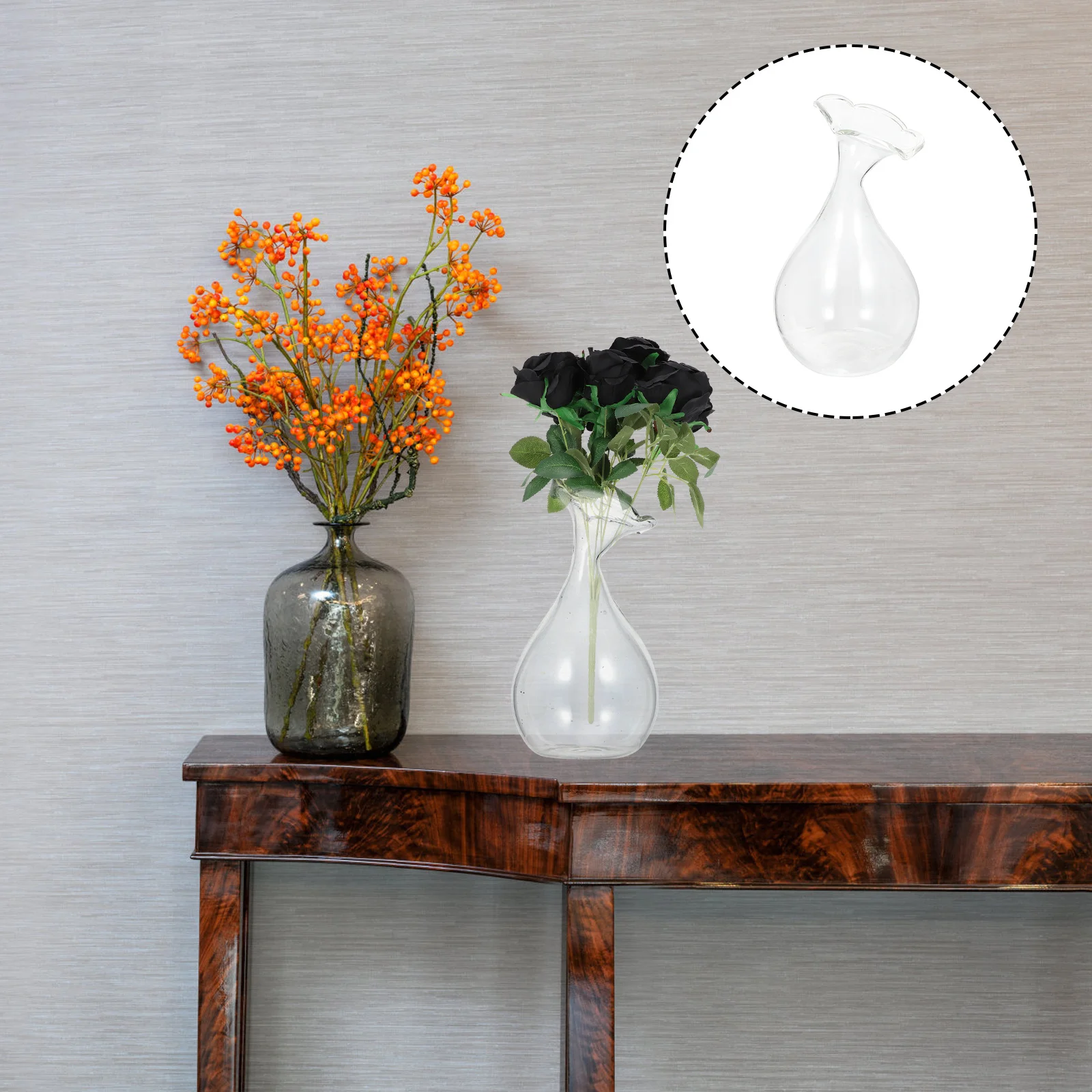

1Pcs Desktop Flower Vase Transparent Glass Flower Holder for Home Office Decoration Arrangement Glass Vase