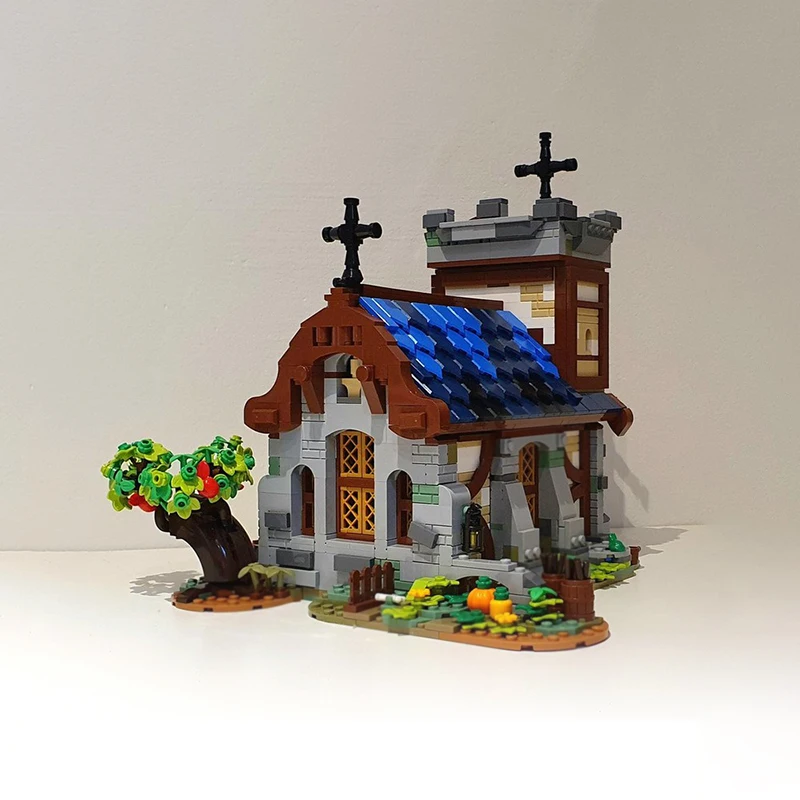 Medieval Castle Model MOC Building Bricks Ancient Architectural Church Modular Technology Gifts Holiday Assemble Children Toys