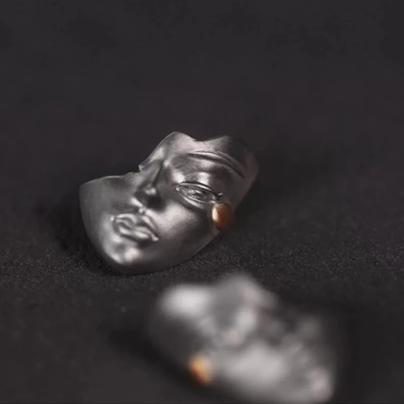 إكسسوارات مجوهرات قناع وأقراط يدوية مبتكرة للرجال والنساء - مجوهرات فنية ثلاثية الأبعاد عصرية، مجوهرات فريدة للعطلات، أنيقة يومية