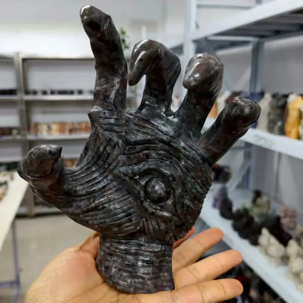 

Natural Flame Stone, Ghost Hand, Quartz Crystal Ore Flame Stone Primitive Stone Carved Ghost Hand, Mineral, Healing