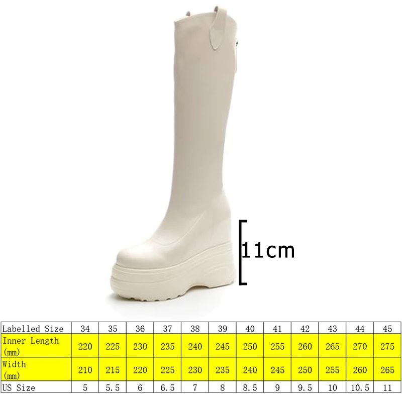 Fujin 11cm Microfiber Leather Platform Wedges Winter Autumn Shoes Plush Knee High Boots Woman Plush Modern Hidden Heel Fashion