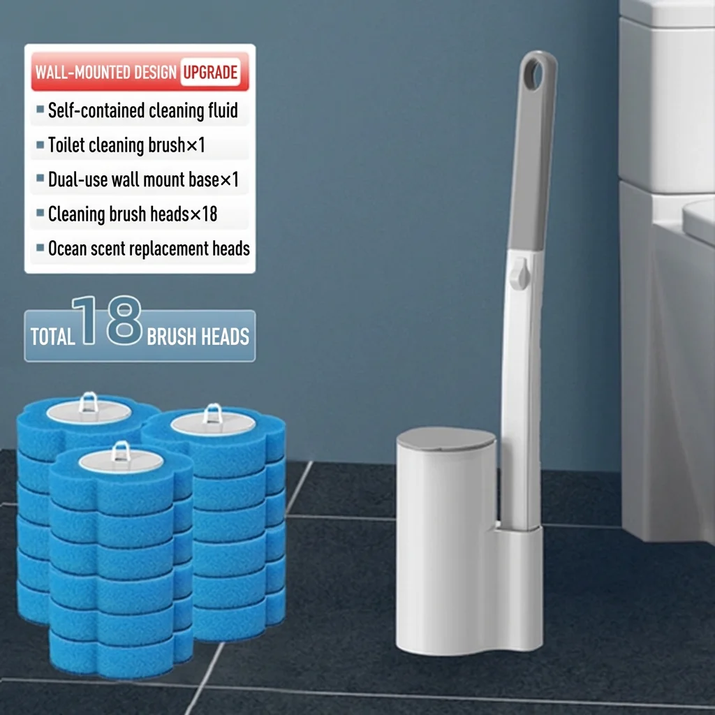 

Wall - Mounted Toilet Cleaning Kit 40cm Long Handle Disinfects and Sterilizes 18 Heads Included Space Saver Modern Bathroom