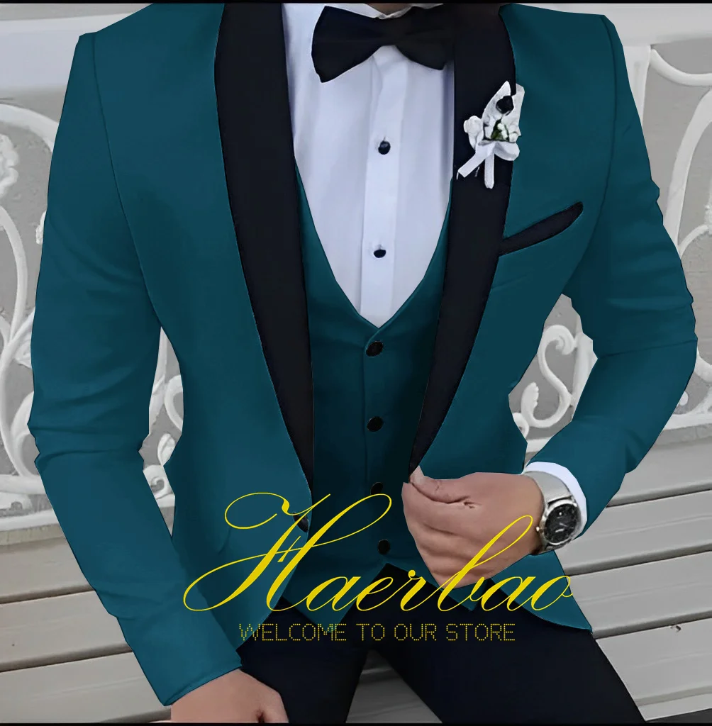 Pink Men Suit Black Shawl Lapel Formal Tuxedos Wedding Suit For Men Prom Party Dress With Pants 2 piece set