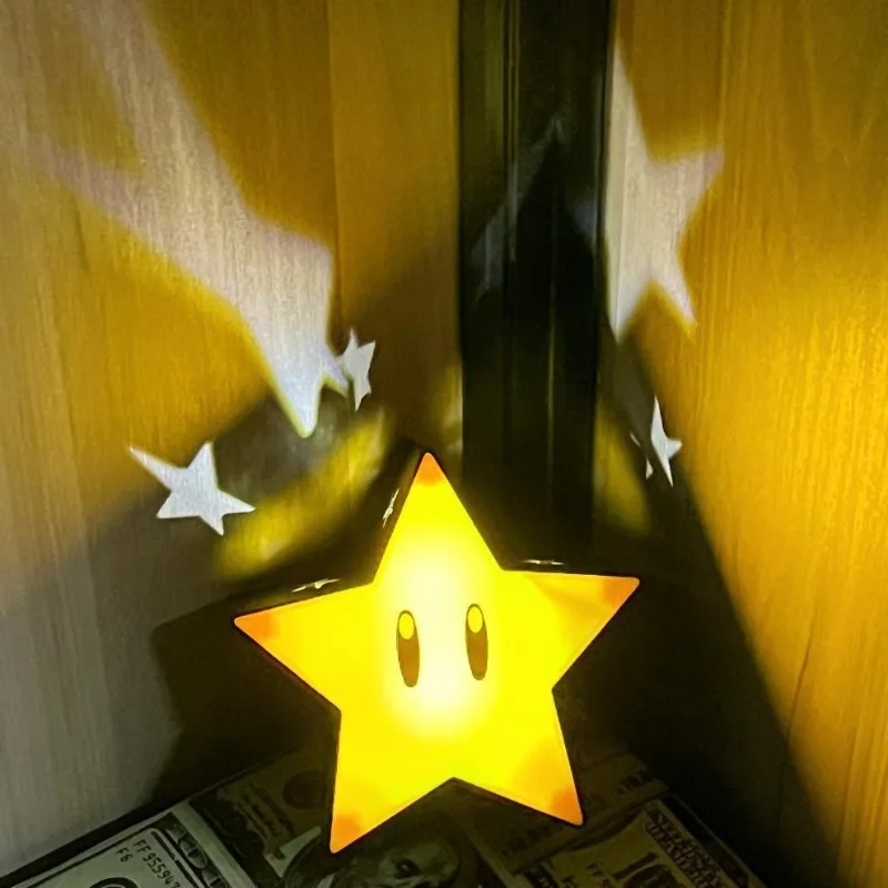 Kawaii Super Mario Bros Night Lights Star Projector Lamp Anime Bedside Ambient Lighting Game Room Decoration Lamp Accessories