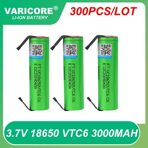 리튬 이온 충전식 배터리 및 DIY 니켈 시트, 3.7V VTC6, 3000mAh 18650, VC18650VTC6 배터리, 도매 면세