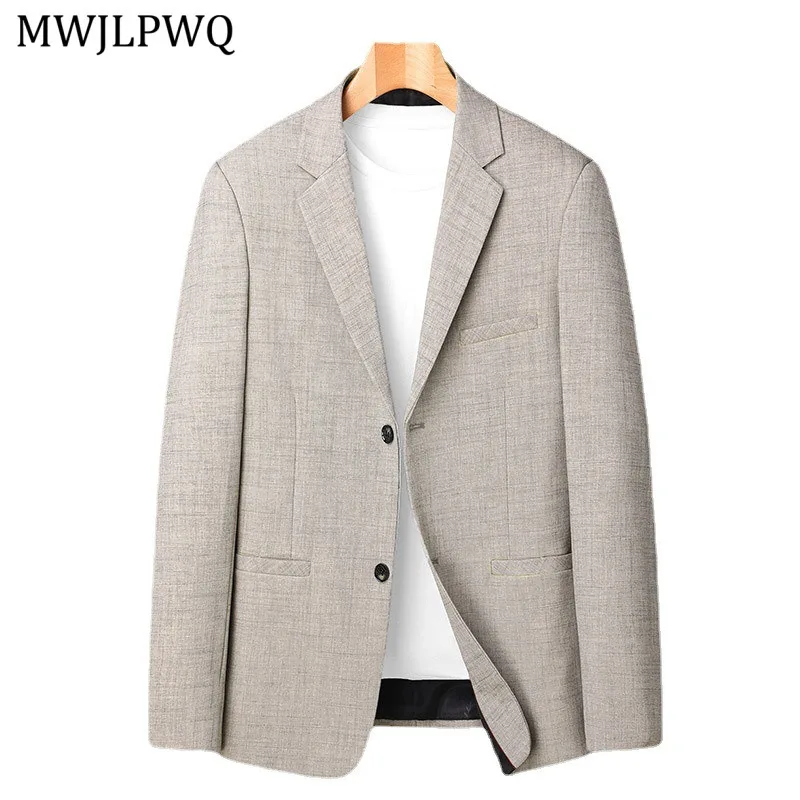 

MWJLPWQ 2025 Autumn New Men's Blazer Lapel Single Breasted Thin Solid Color Fashion Slim Fit Casual Jacket Evening Suit 11342