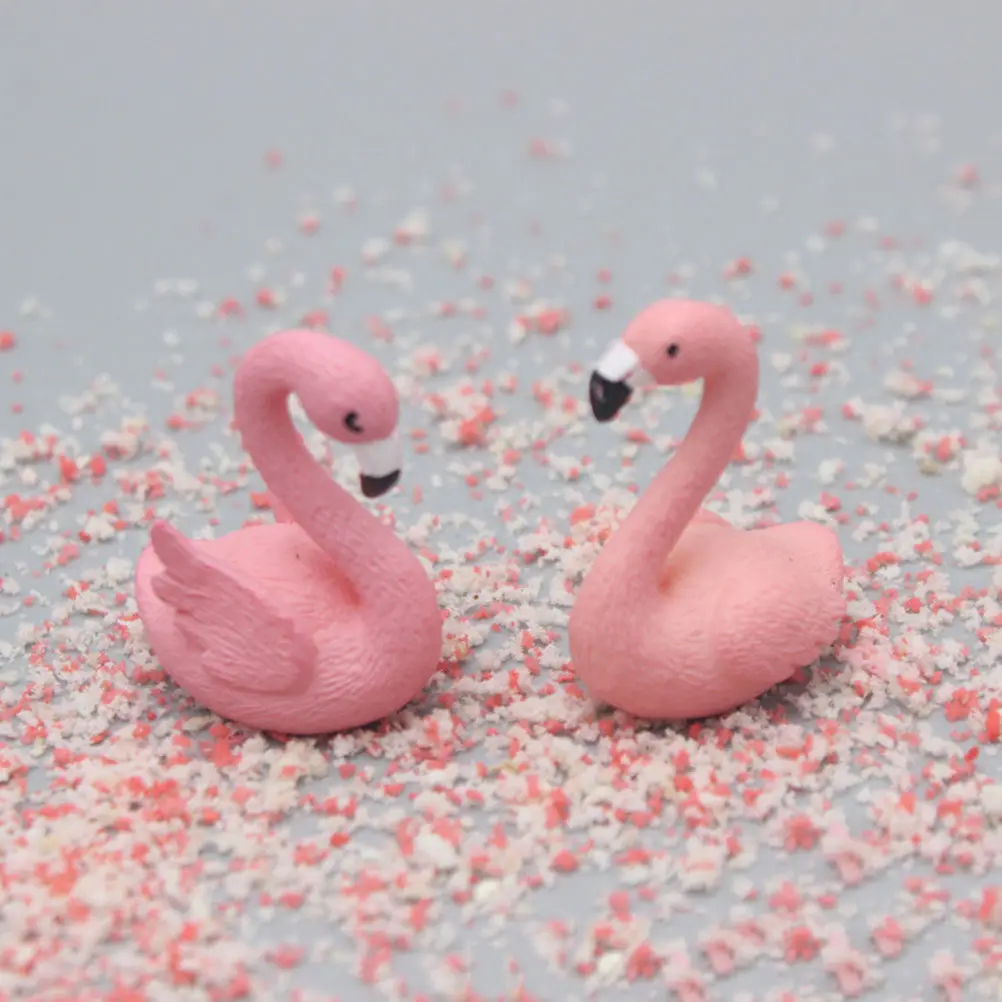10Pcs Flamingo Shape Resin Micro Landscape Decor Creative Garden Bonsai Ornament Miniature Flamingo Statue Indoor Outdoor