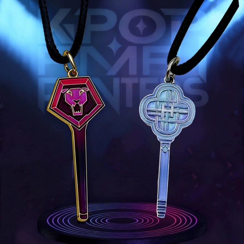 Movie KPop Saja Boys Cosplay Necklace Metal Light Stick Leather Strap Clavicle Chain Couple Choker Jewelry Accessories