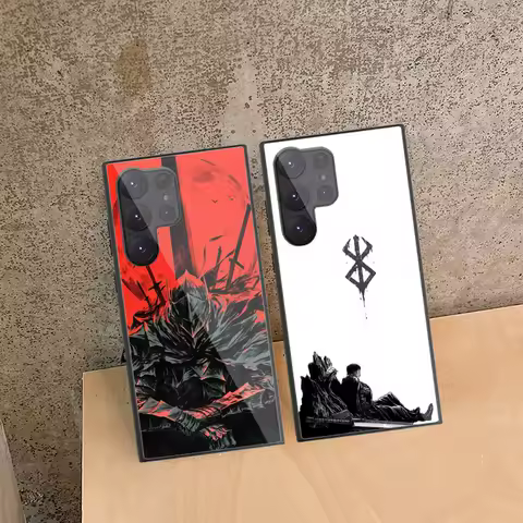 Berserk Phone Case For Samsung Galaxy S24 S23 S22 S21 S20 Ultra FE Plus Black Glass Case Cover