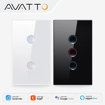 AVATTO Tuya 1/2/3/4 Gang ZigBee Smart Light Switch Wireless Wall Touch Grooved Button Switch Remote Support Alexa,Google Home