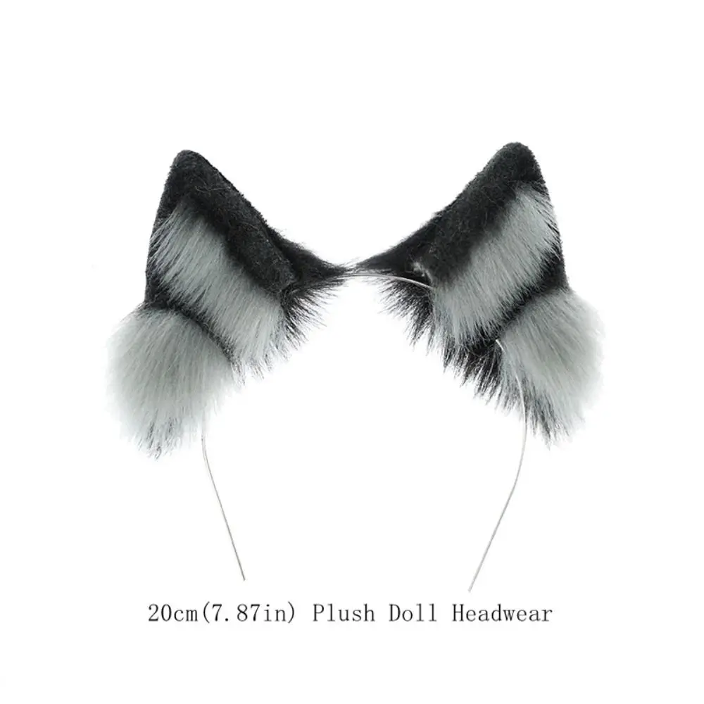 Serre-tête en peluche avec oreilles de chat et de loup, bandeau doux en coton, 20cm, noir et blanc, T64.Idol Butter, vêtements de sauna