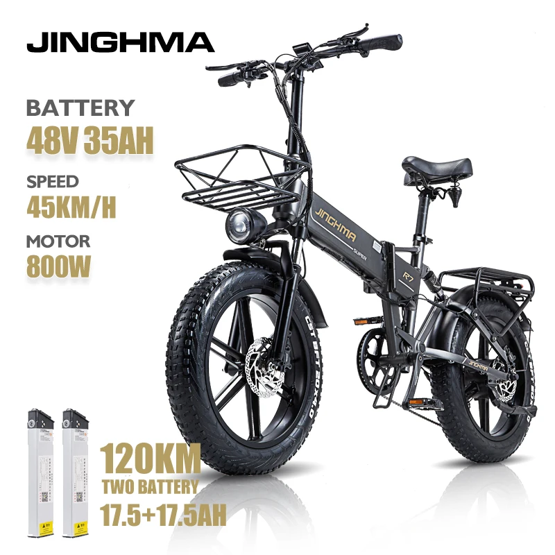 Foldable Electric Bicycle 800W 48V17.5AH*2 Removable Battery Electric Bike 20*4Inch Fat Tire Full suspension Off-Road City Ebike