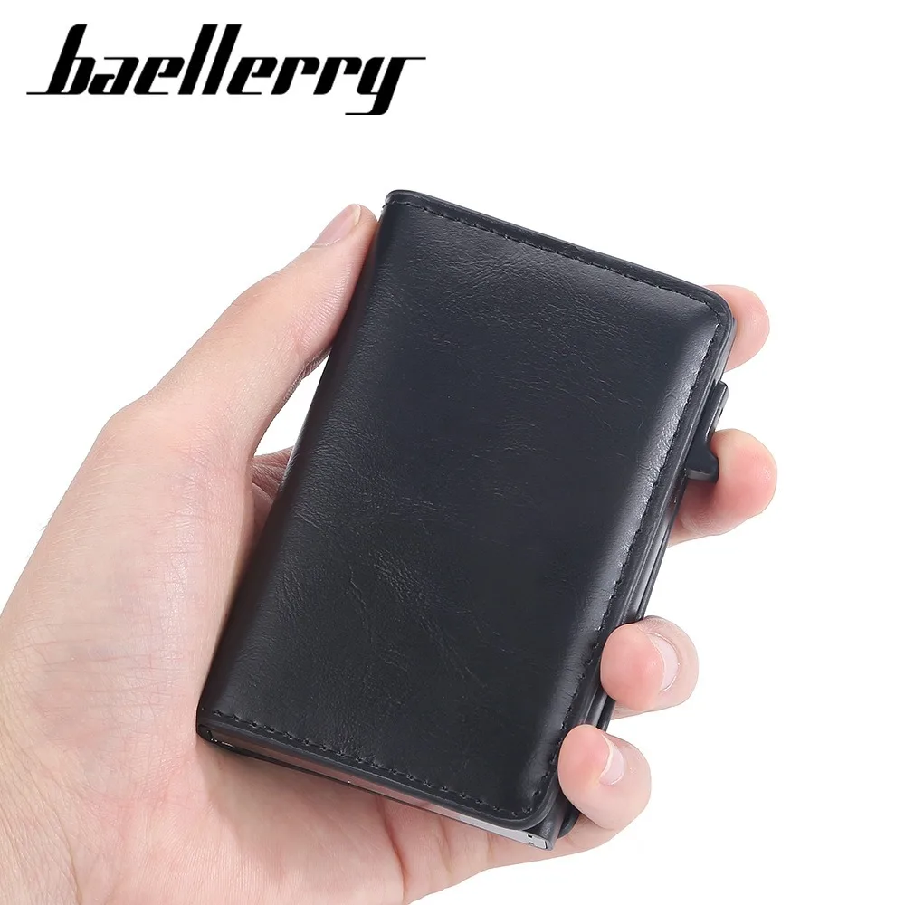 Premium Baellerry Metal Card Holder Men with One-Touch Eject, Thin RFID Protection Anti-Theft Wallet