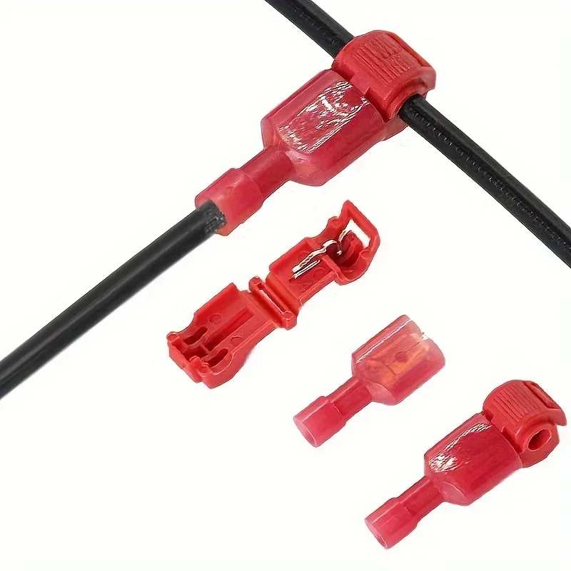 20pcs red T-shaped terminal blocks, wire and cable connection clamps, quick and non-stripping plugs, cable connectors Home