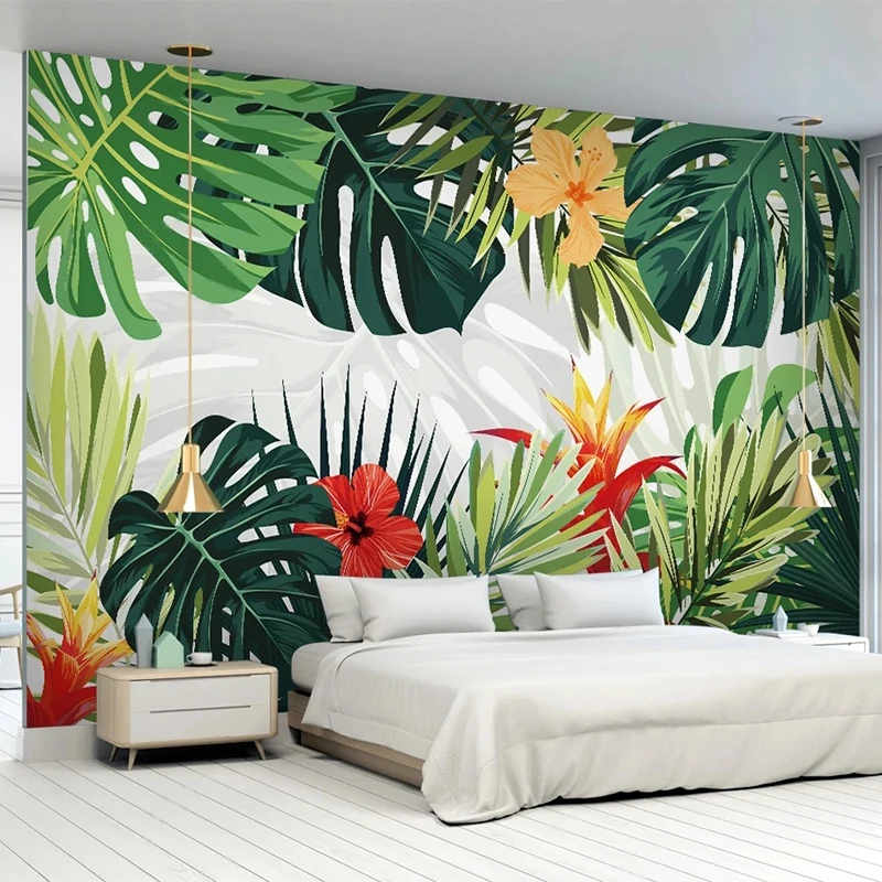 Custom Mural Wallapper 3D Hand Painted Tropical Plant Leaves Fresco Living Room TV Sofa Bedroom Home Decor Papel De Parede Sala